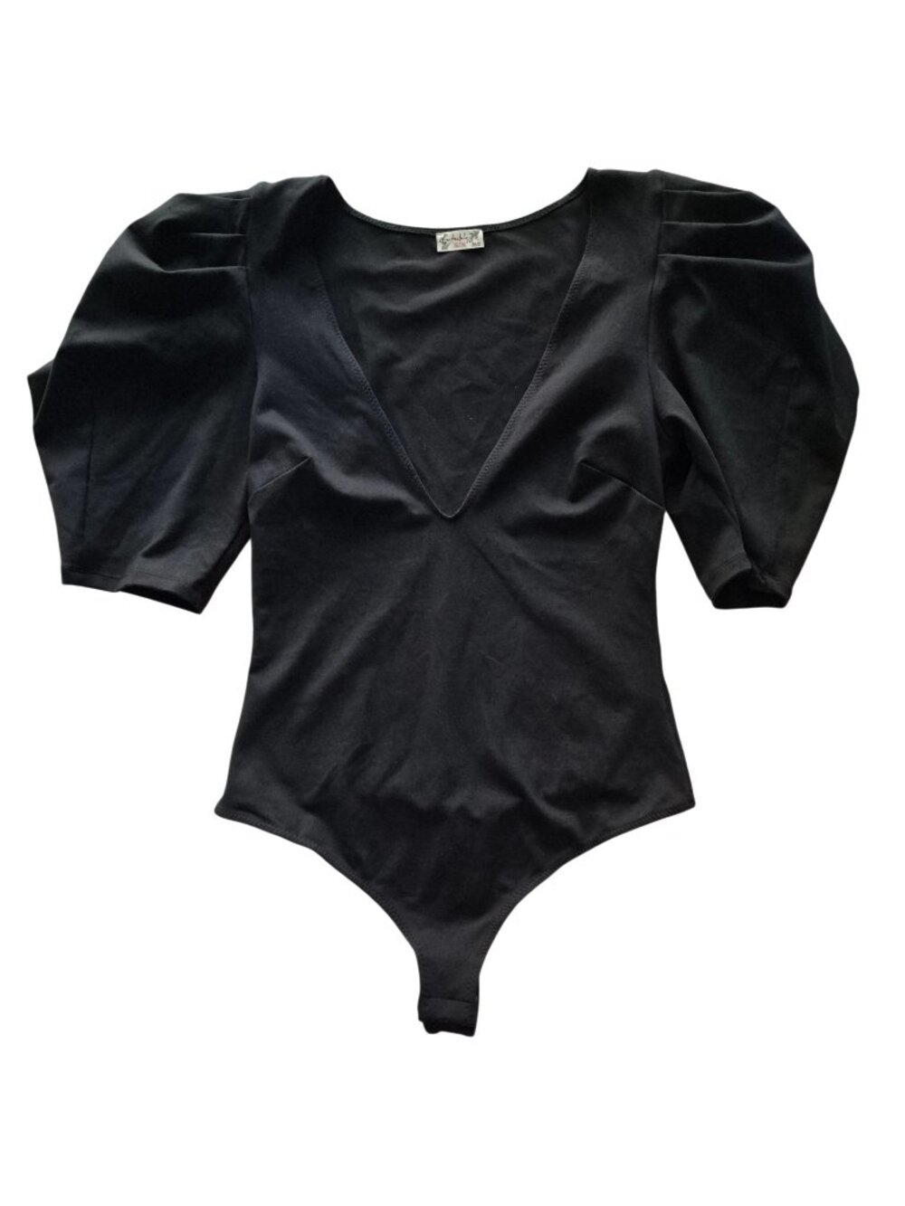 Free People Va Va Voop Duo Bodysuit Puff Sleeve Black Thong Size S - Picture 6 of 16